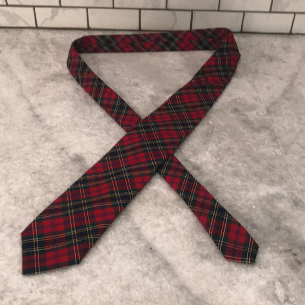 Pendleton Tie Mens Necktie Red Blue Tartan Plaid Virgin Wool Made in USA Preppy